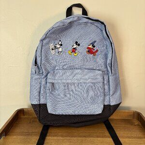 Disney Mickey Mouse "Through the Years Ages" Embroidered Light Blue Backpack